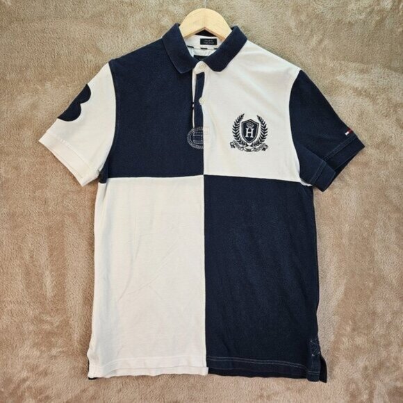 Tommy Hilfiger Polo Colorblock Custom Fit Double Sided Embroidered Logo Men's M - Picture 1 of 10